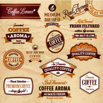 classic coffee labels design vector