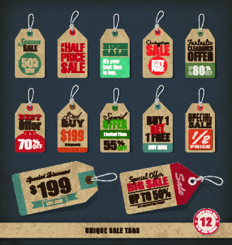 vector vintage price tag set