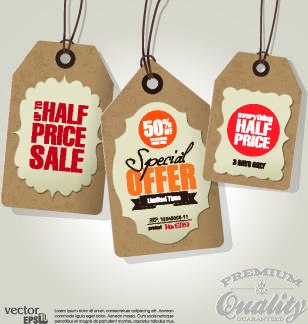 vector vintage price tag set