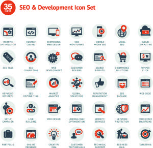 different web icons set