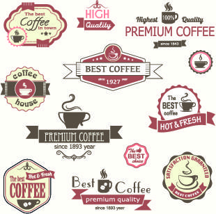 modern coffee label vector set