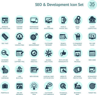 different web icons set