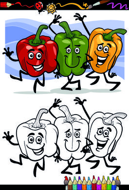 funny cartoon vegetables vector