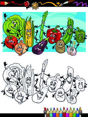 funny cartoon vegetables vector