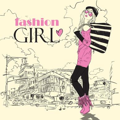 fashion girl elements vector set