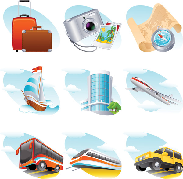 travel theme icon vector