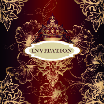 ornate invitation design vector set