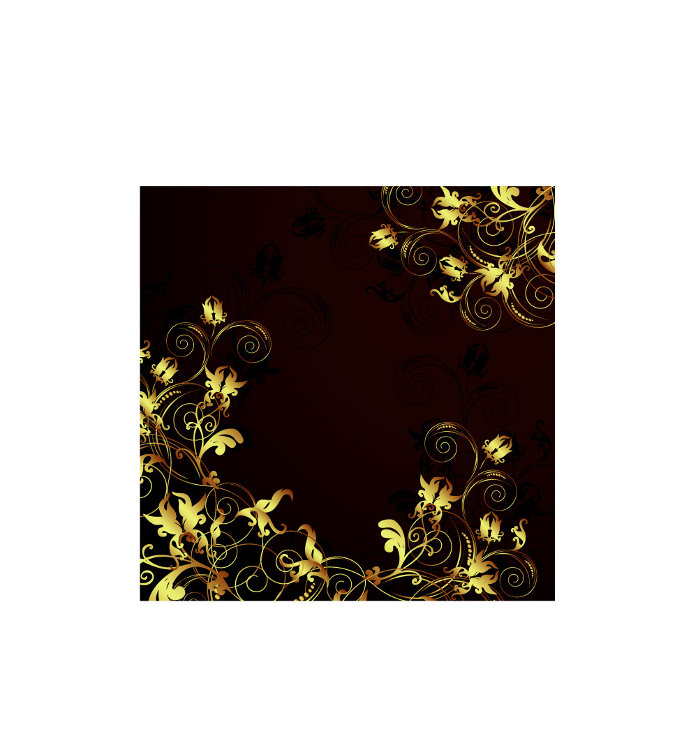 gold color frame floral vector