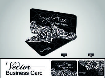 color floral business cards vector