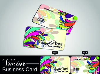 color floral business cards vector