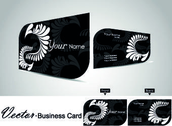 color floral business cards vector