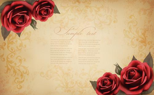 roses and vintage background vector