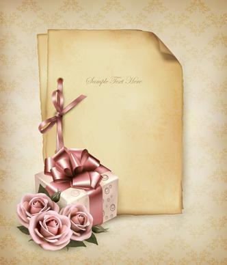 roses and vintage background vector