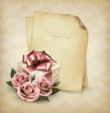 roses and vintage background vector