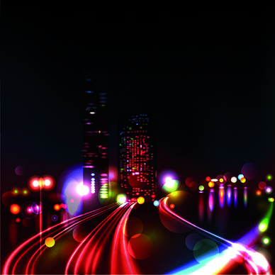 night city with neon design vector