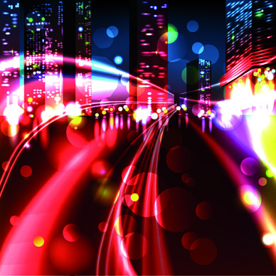 night city with neon design vector