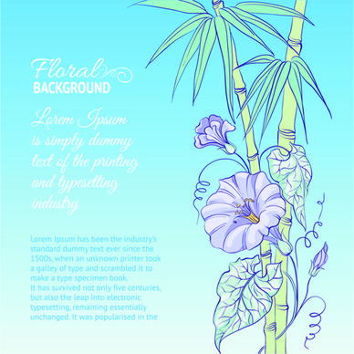 bamboo with flowers vector background