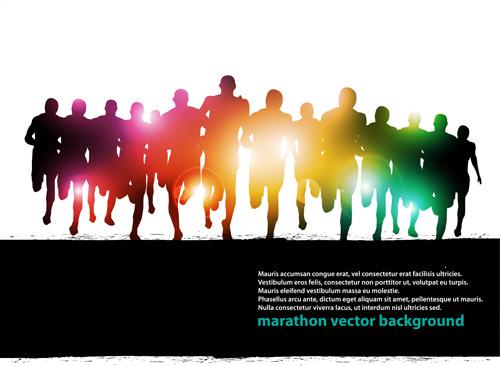 set of running people vector