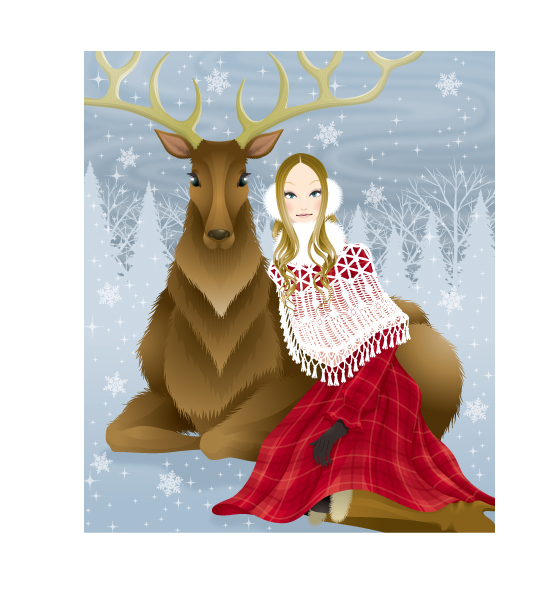 beautiful girl and deer vector