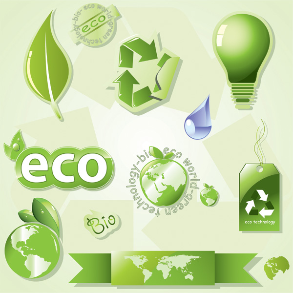 shiny eco icon vector