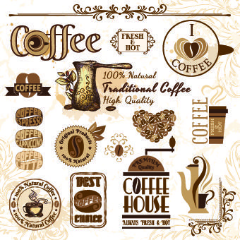 retro labels and stickers coffee vector