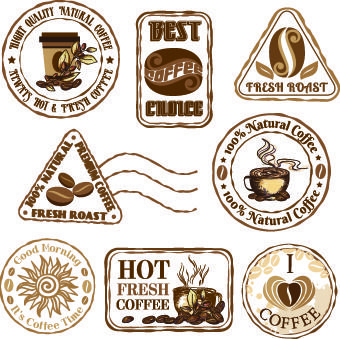 retro labels and stickers coffee vector