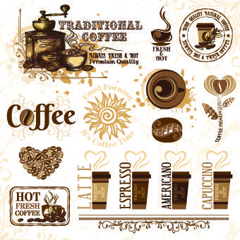 retro labels and stickers coffee vector