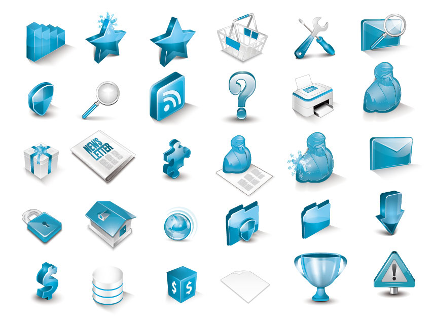 blue 3d icon vector