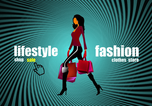 shopping girl website design elements vector