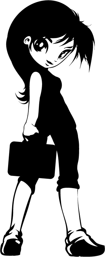 black and white cartoon female white collar vector