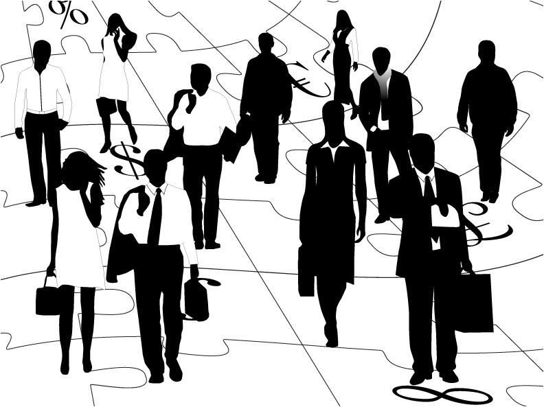 black and white business people vector