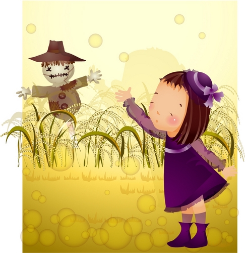 elements of girl scarecrow style vector