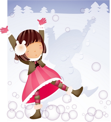 elements of girl snowman style vector