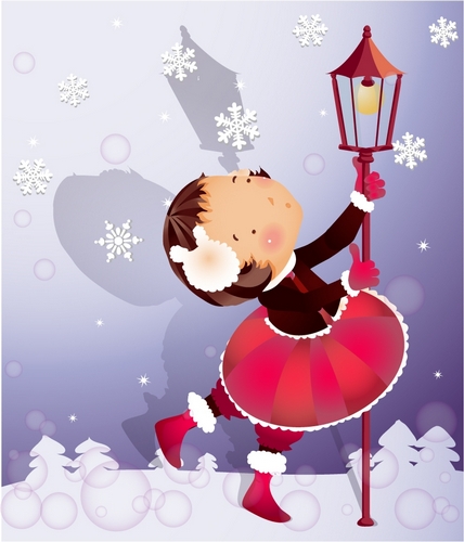 elements of girl snowflake style vector