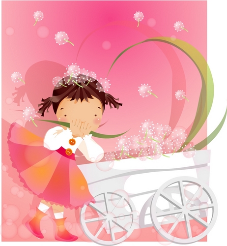 elements of girl dandelion style vector