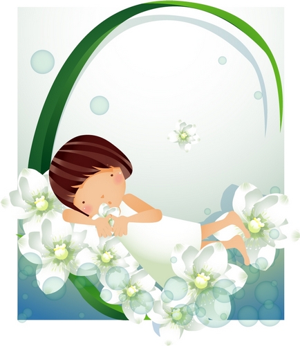 elements of main girl white flowers vector