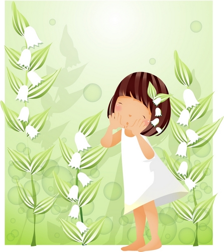 elements of main girl white flowers vector