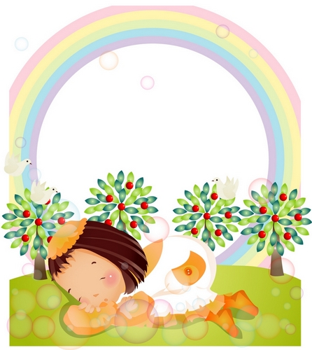 elements of girl rainbow style vector