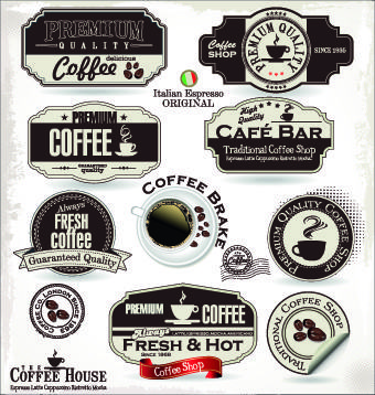 vintage cafe bar and restaurant labels