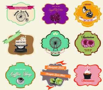 retro labels ribbons vector set