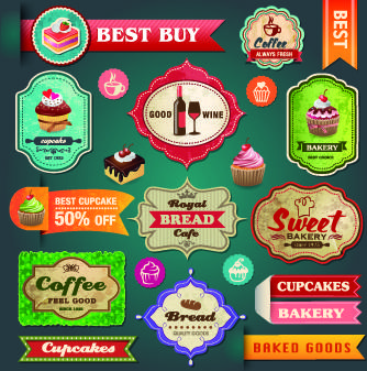 vintage food logo with labels vector