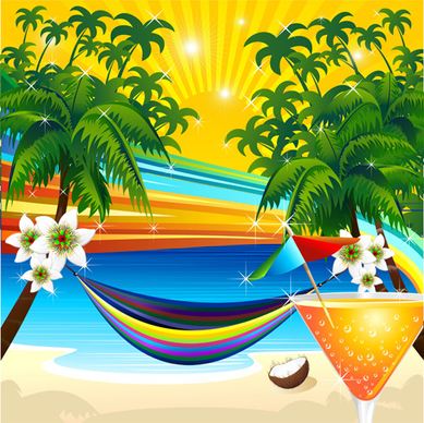 beautiful tropic landscape vector