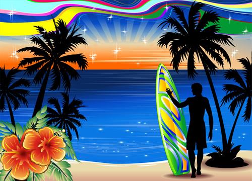 beautiful tropic landscape vector