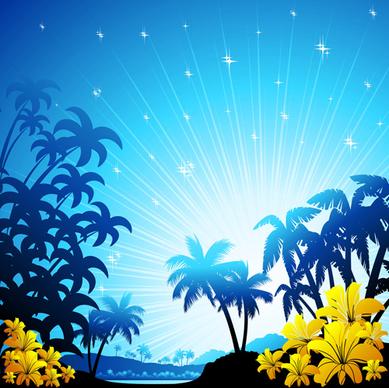 beautiful tropic landscape vector