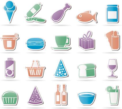 elements of food icons set