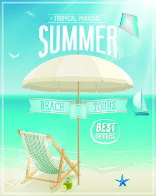 happy summer design elements vector