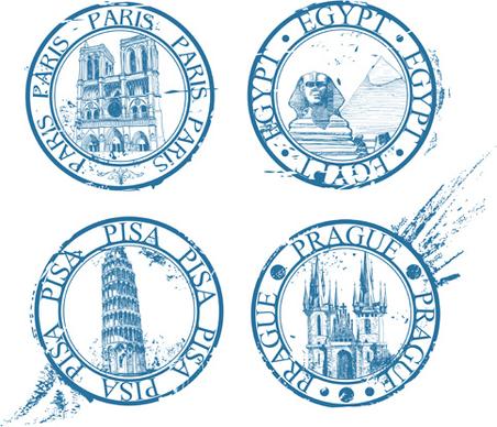 vintage travel stamps elements vector