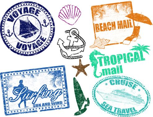 vintage travel stamps elements vector