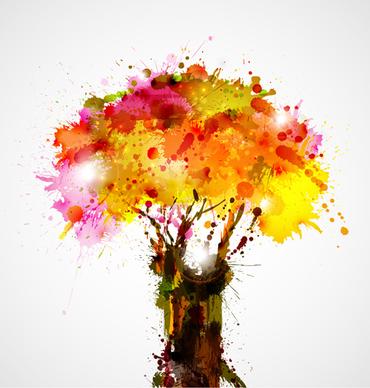 creative watercolor tree vector