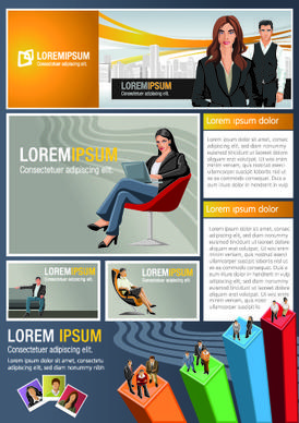 business people vector template set